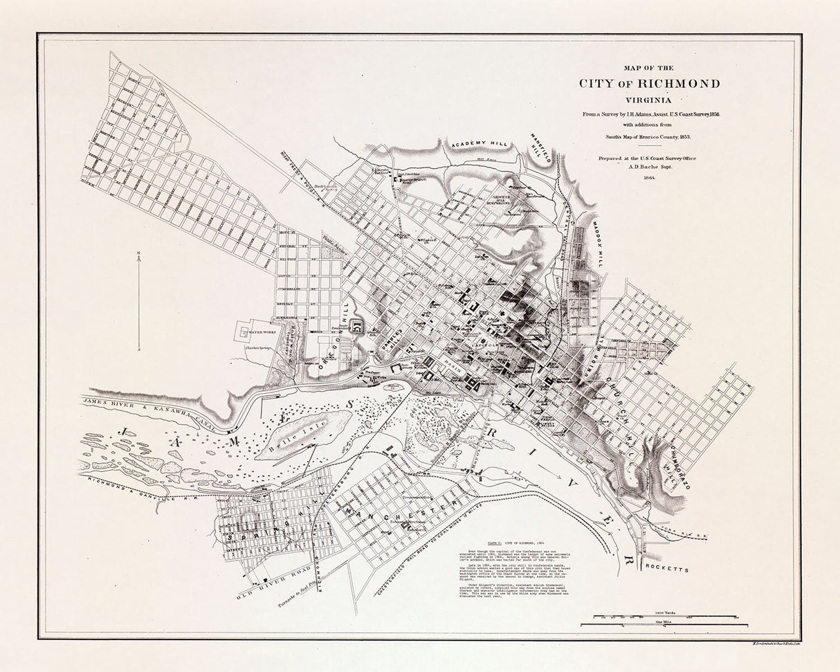 1864 Map of Richmond Virginia