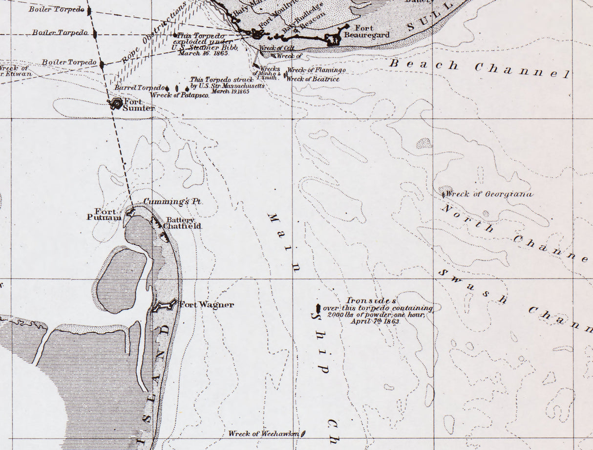 1865 Map of Charleston Harbor South Carolina