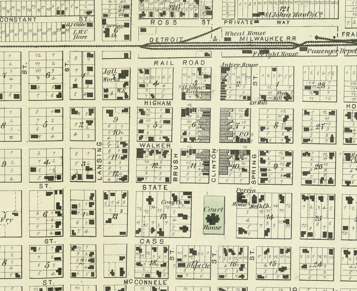 1873 Map of St Johns Clinton County Michigan