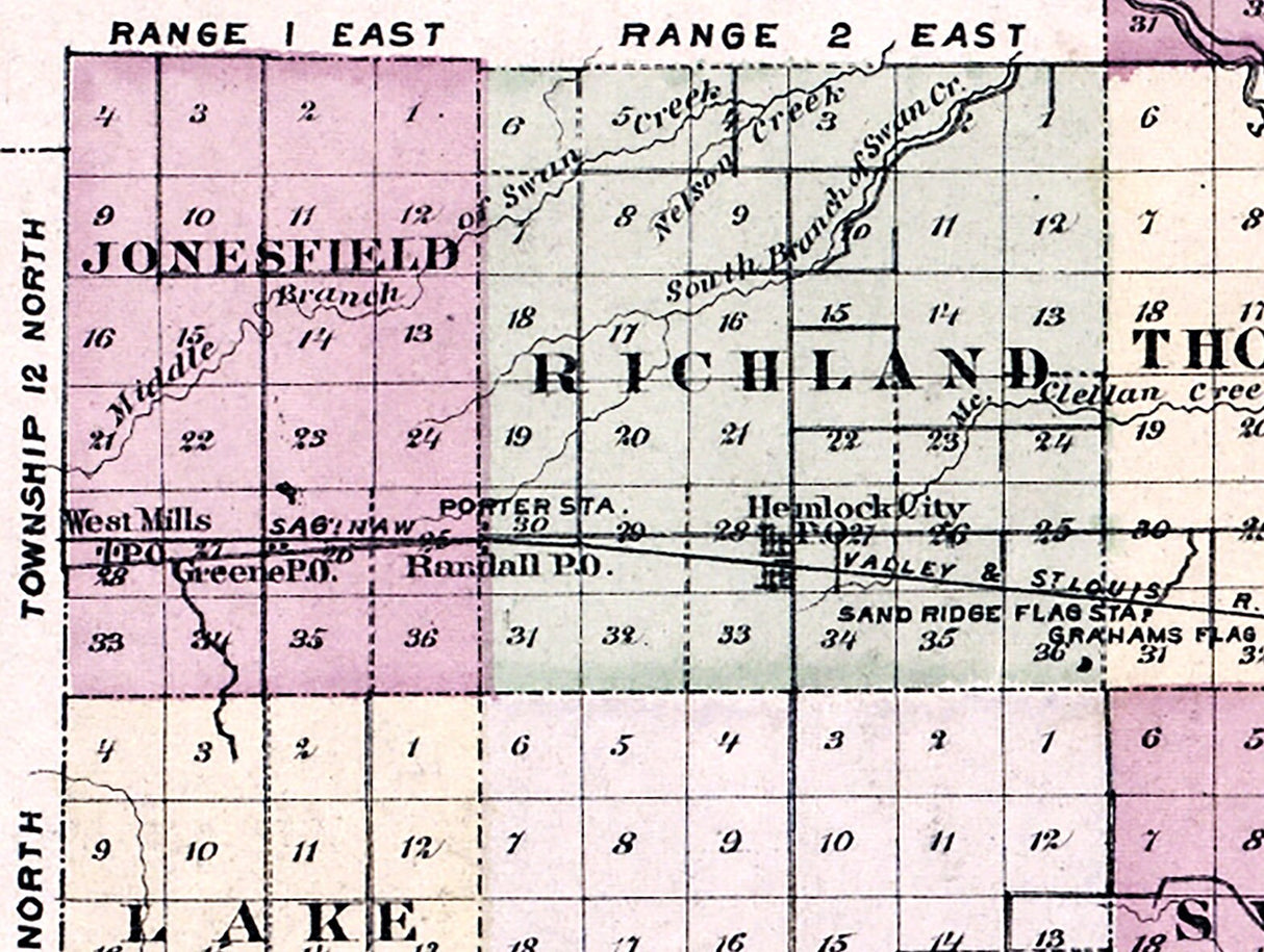 1877 Map of Saginaw County Michigan