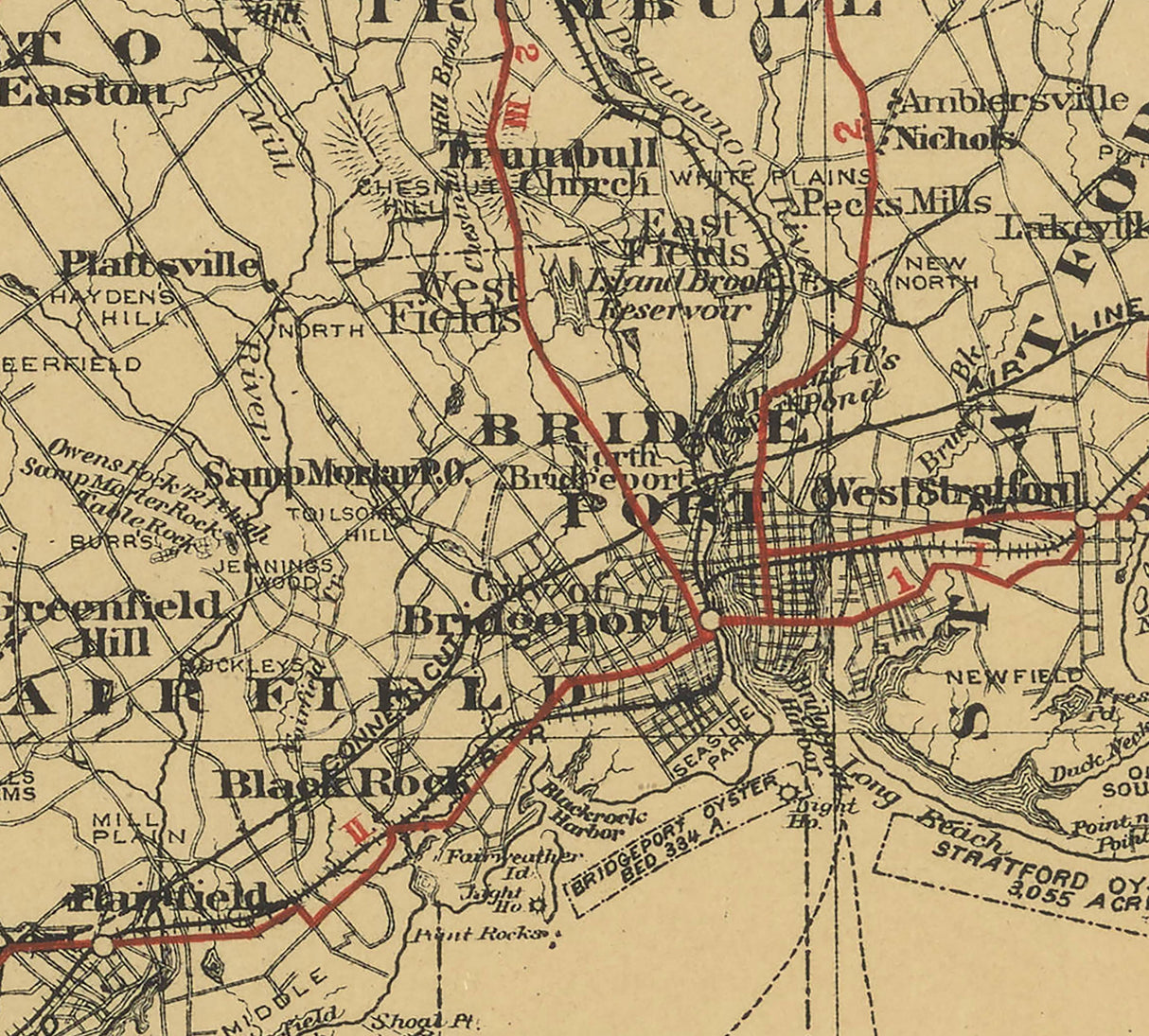 1888 Map of Fairfield County Connecticut