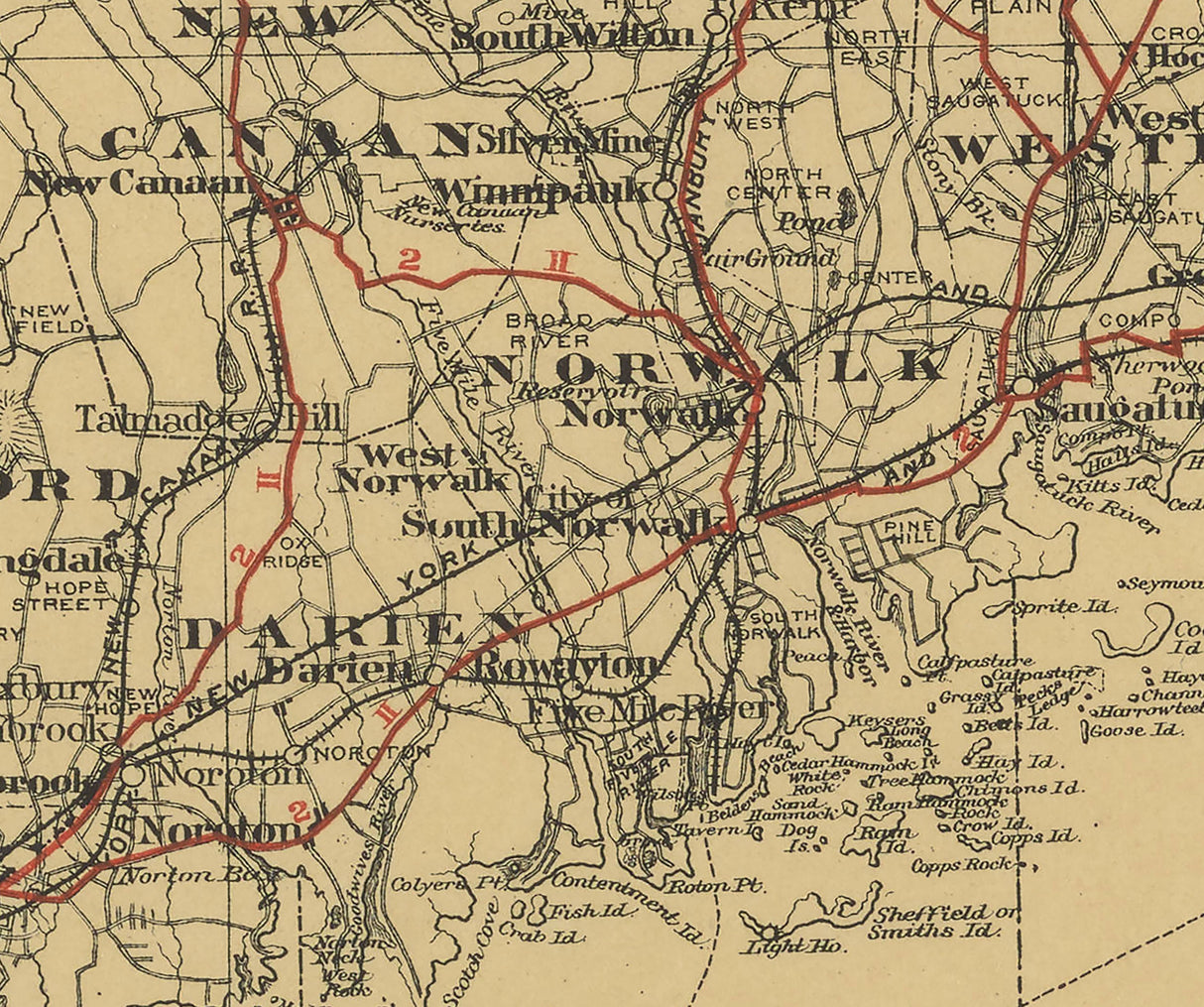 1888 Map of Fairfield County Connecticut