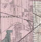 1893 Map of Detroit Wayne County Michigan