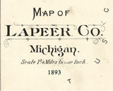 1893 Map of Lapeer County Michigan