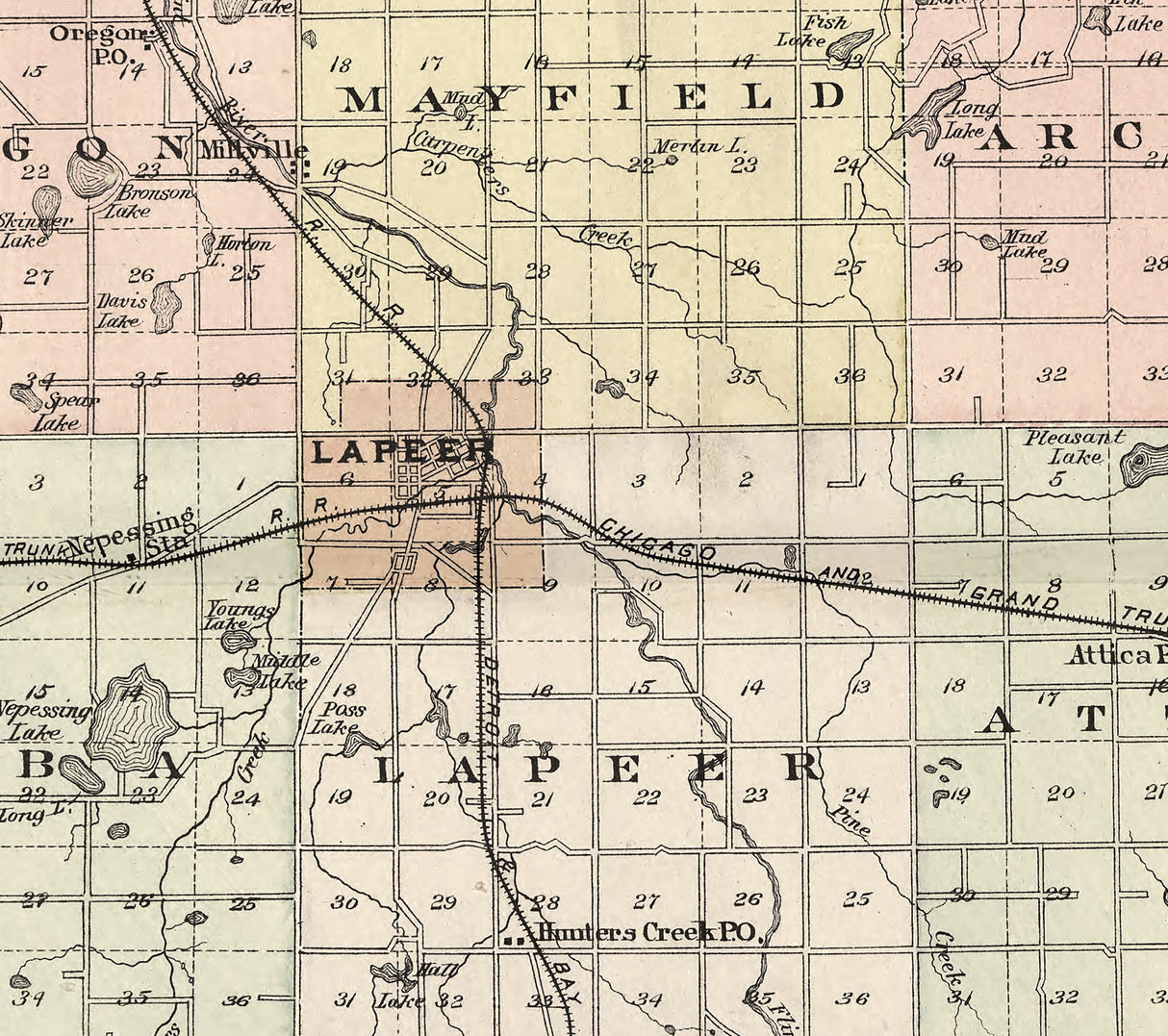 1893 Map of Lapeer County Michigan