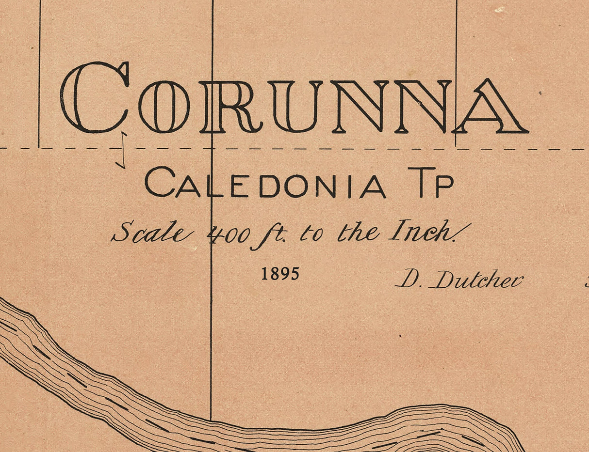 1895 Map of Corunna Shiawassee County Michigan