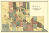 1895 Map of Owosso Shiawassee County Michigan