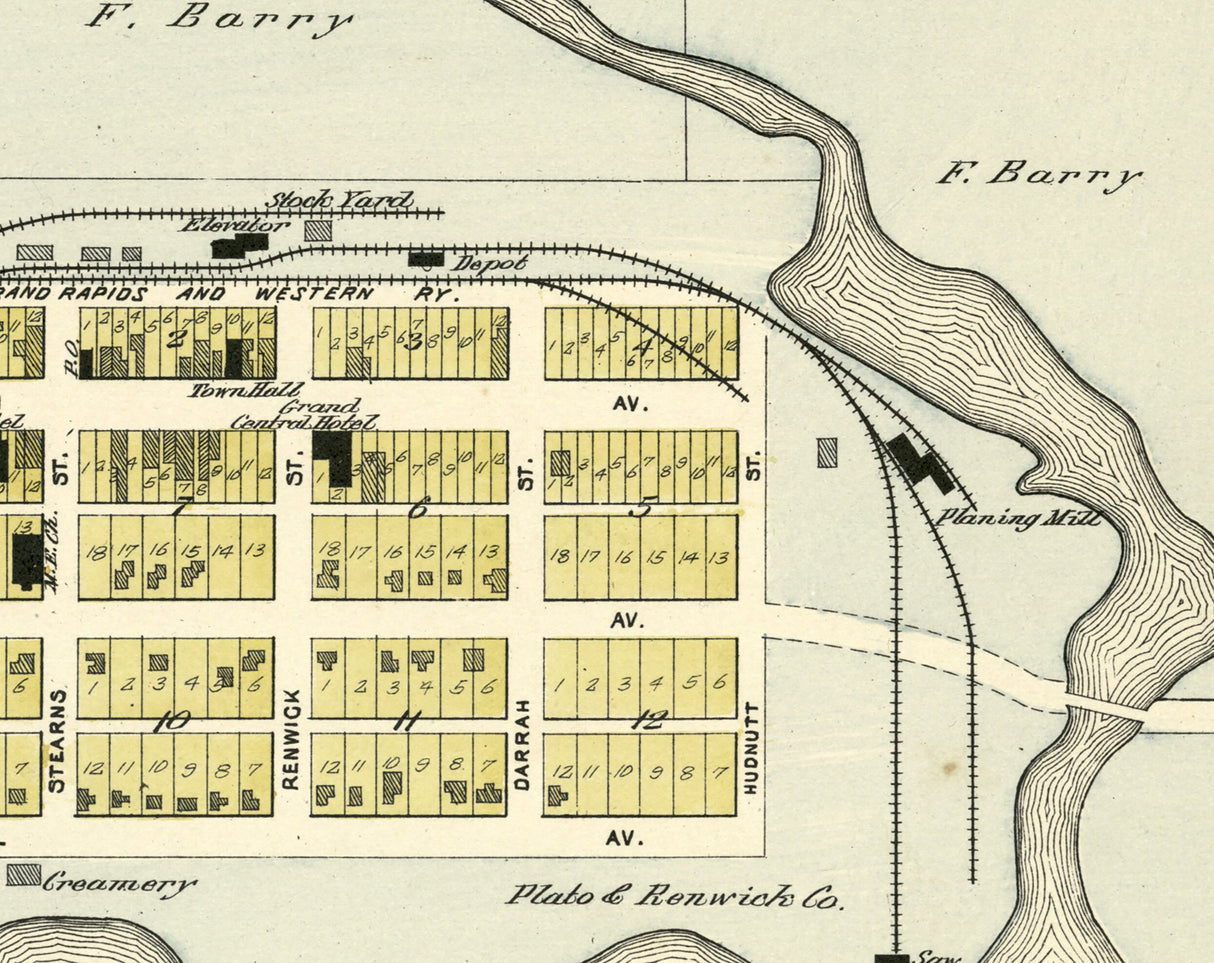 1900 Map of Barryton Mecosta County Michigan