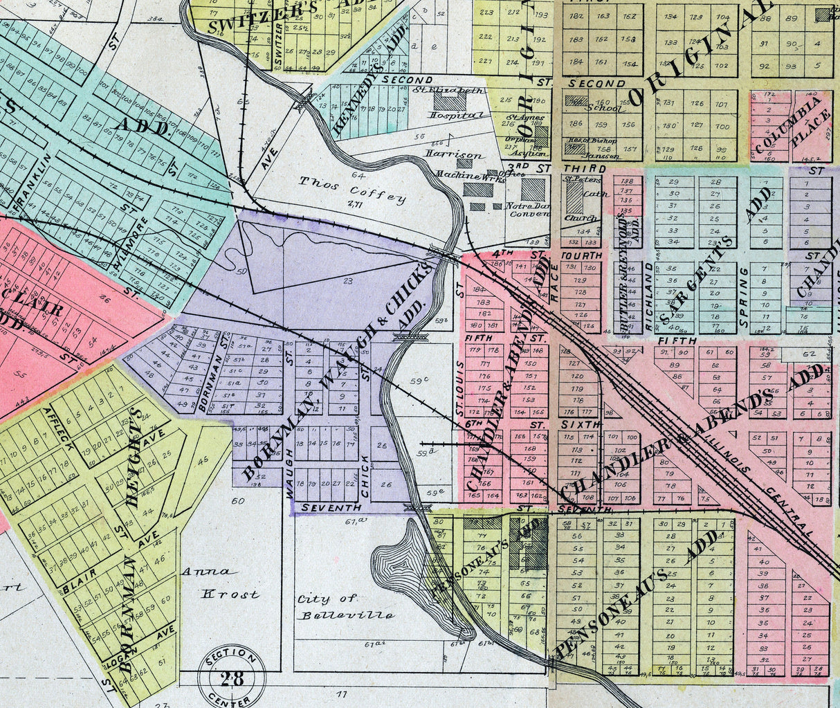 1901 Map of Belleville St Clair County Illinois
