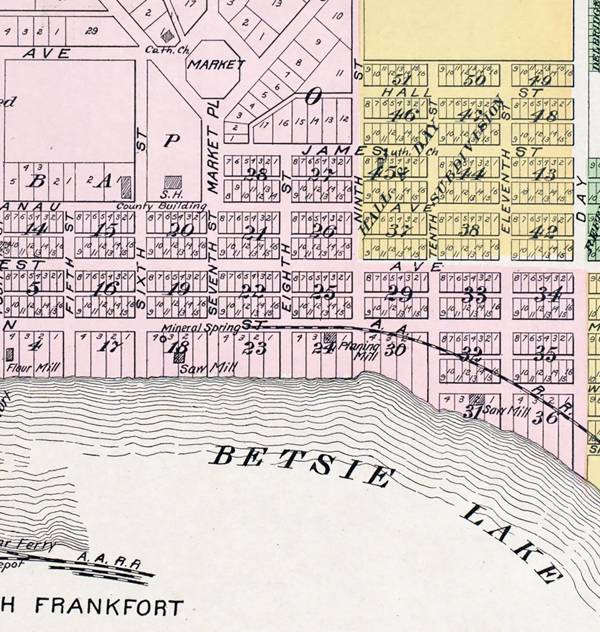 1901 Map of Frankfort Benzie County Michigan