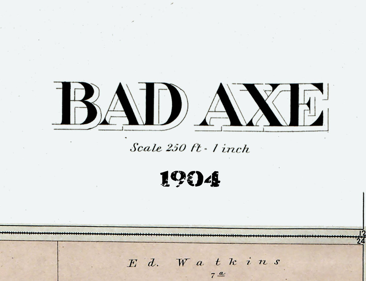 1904 Map of Bad Axe Huron County Michigan
