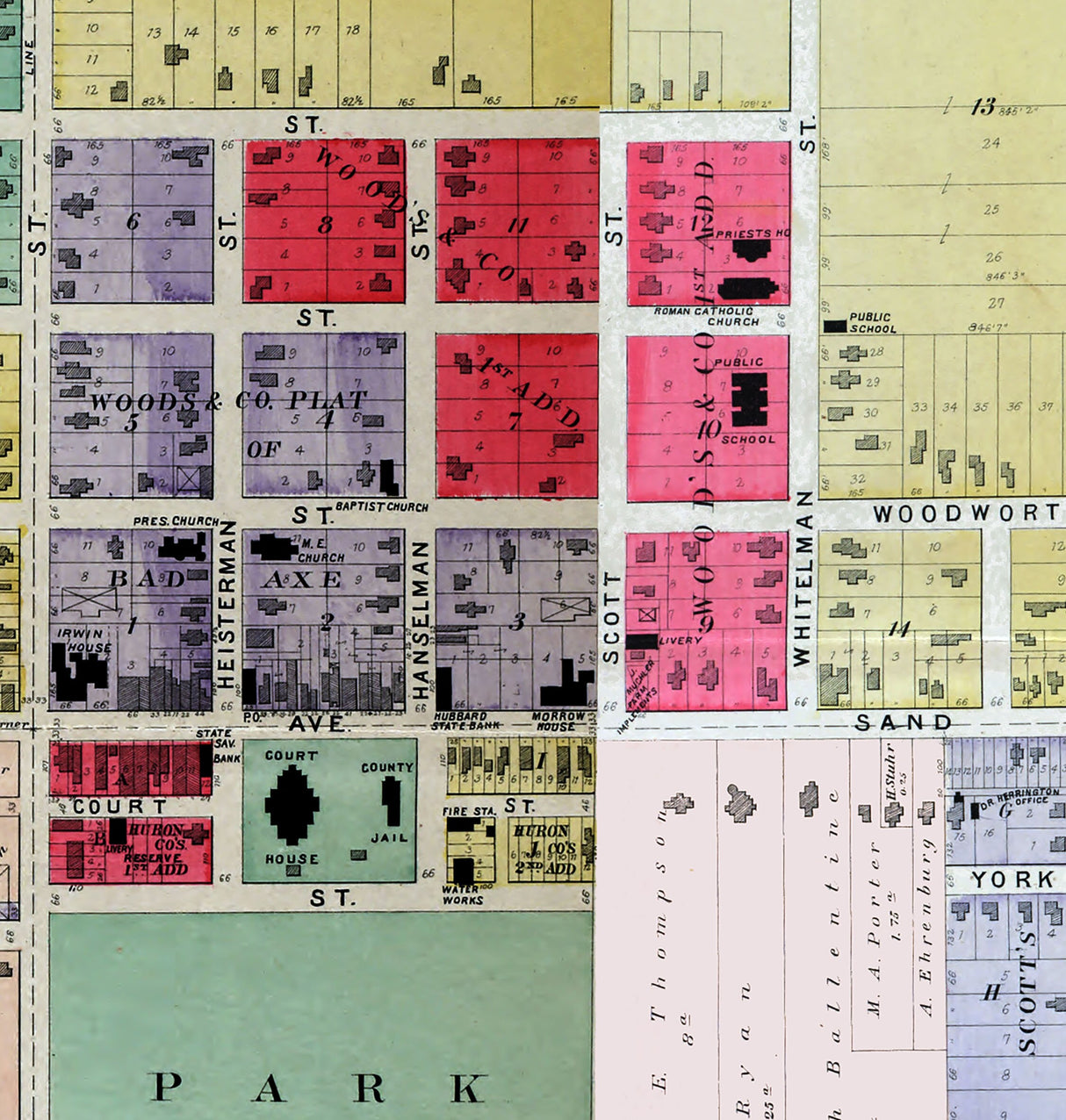1904 Map of Bad Axe Huron County Michigan