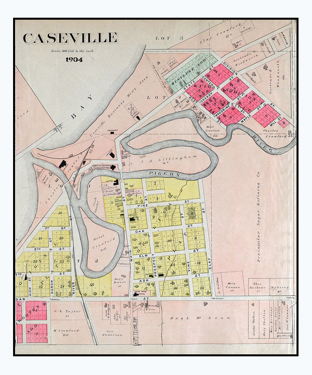 1904 Map of Caseville Huron County Michigan