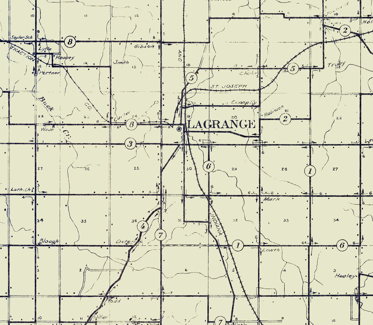 1909 Map of LaGrange County Indiana
