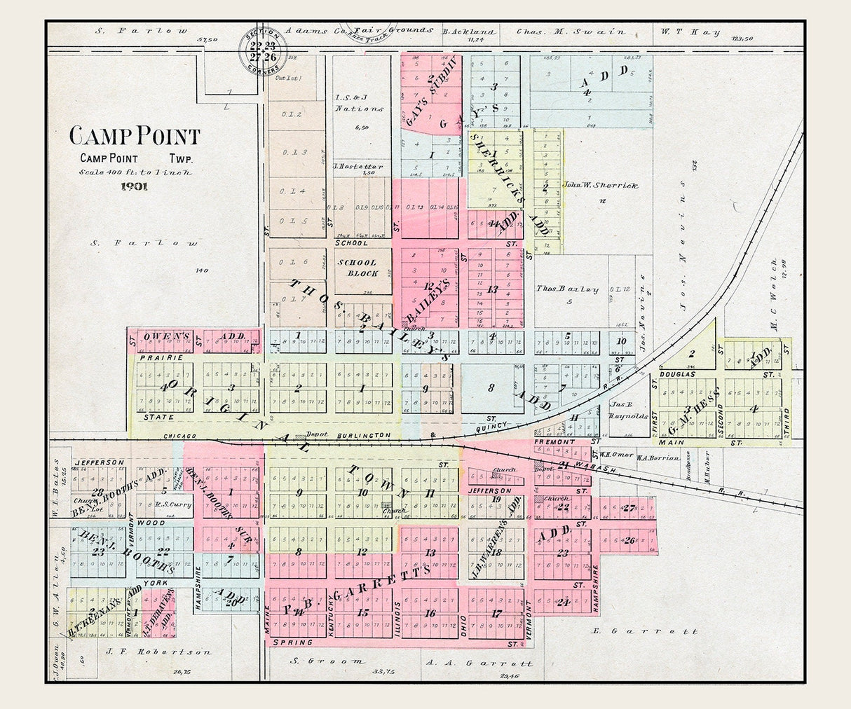 1901 Map of Camp Point Adams County Illinois