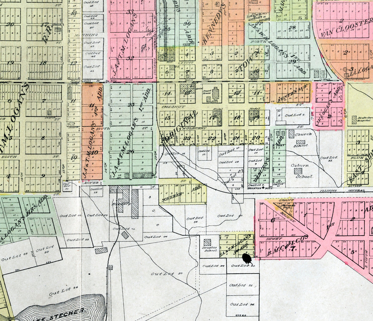 1907 Map of Murphysboro Jackson County Illinois