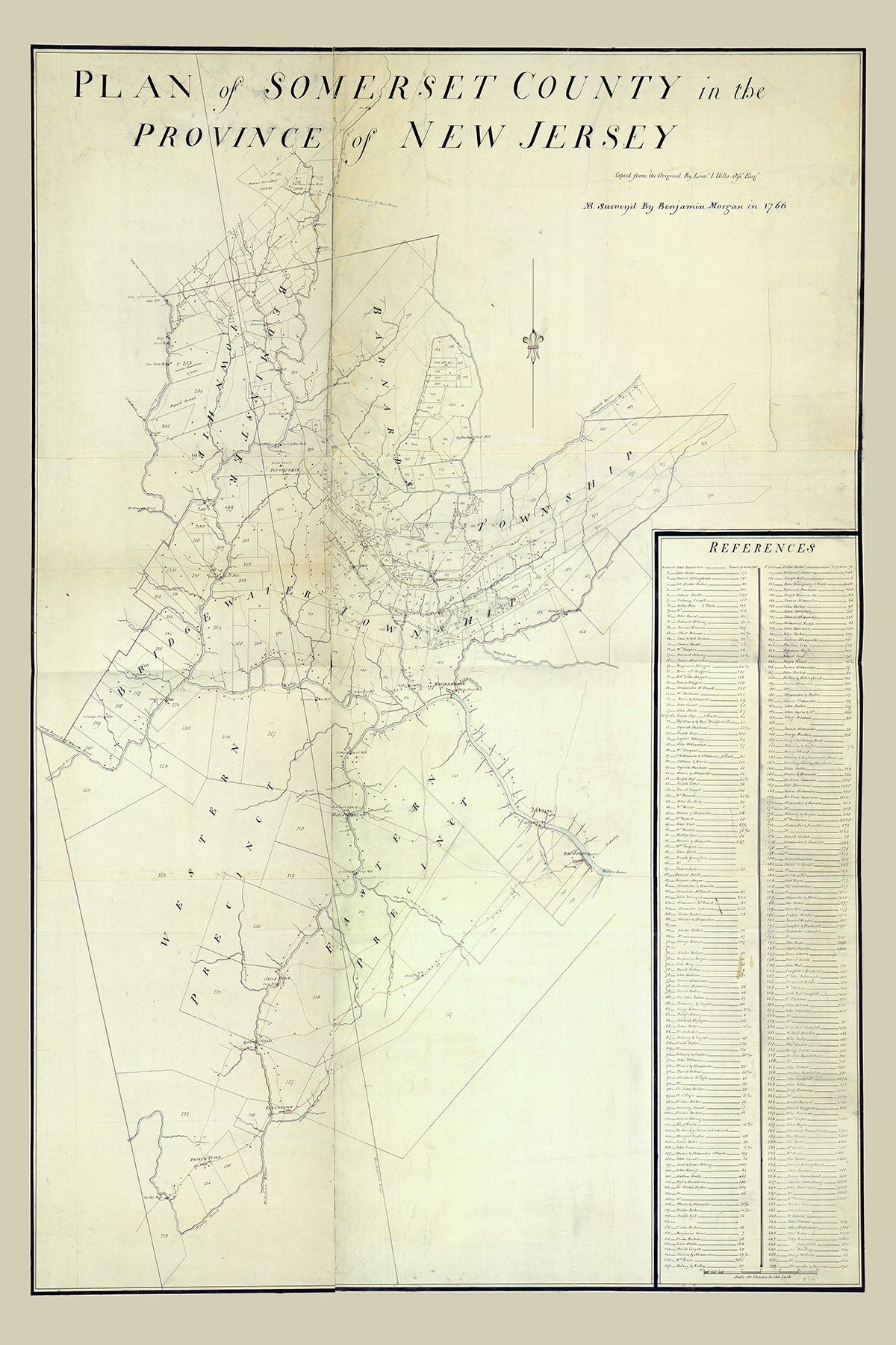 1766 Map of Somerset County New Jersey