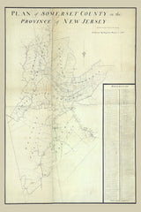 1766 Map of Somerset County New Jersey