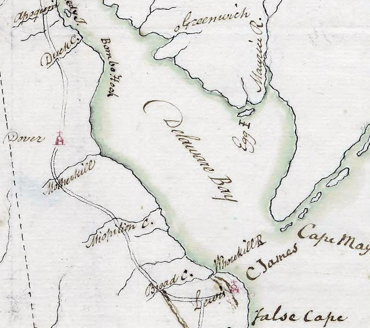 1775 Map of the Delaware Bay and Chesapeake Bay