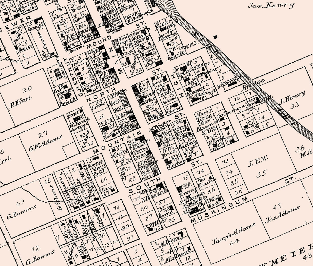 1866 Map of Dresden Muskingum County Ohio
