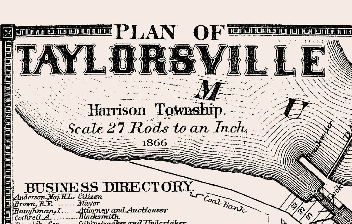 1866 Map of Taylorsville Muskingum County Ohio