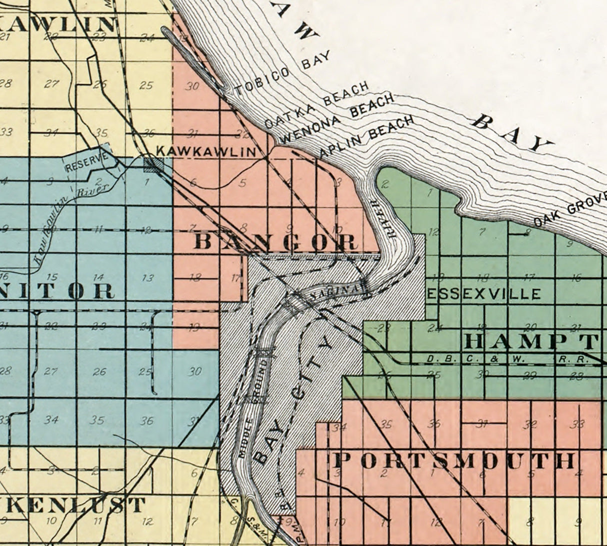 1916 Map of Bay County Michigan