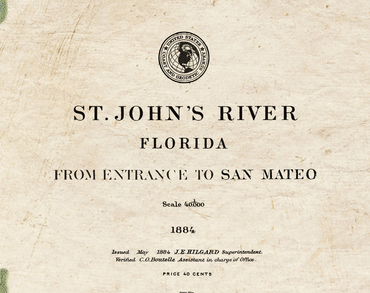1884 Map of the Saint Johns River Florida