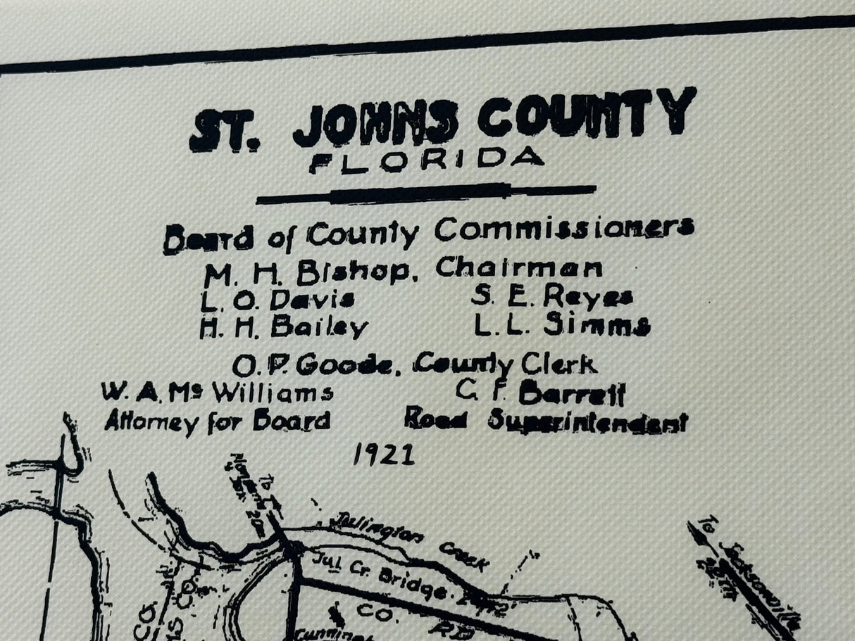 1921 Map of Saint Johns County Florida Saint Augustine Framed