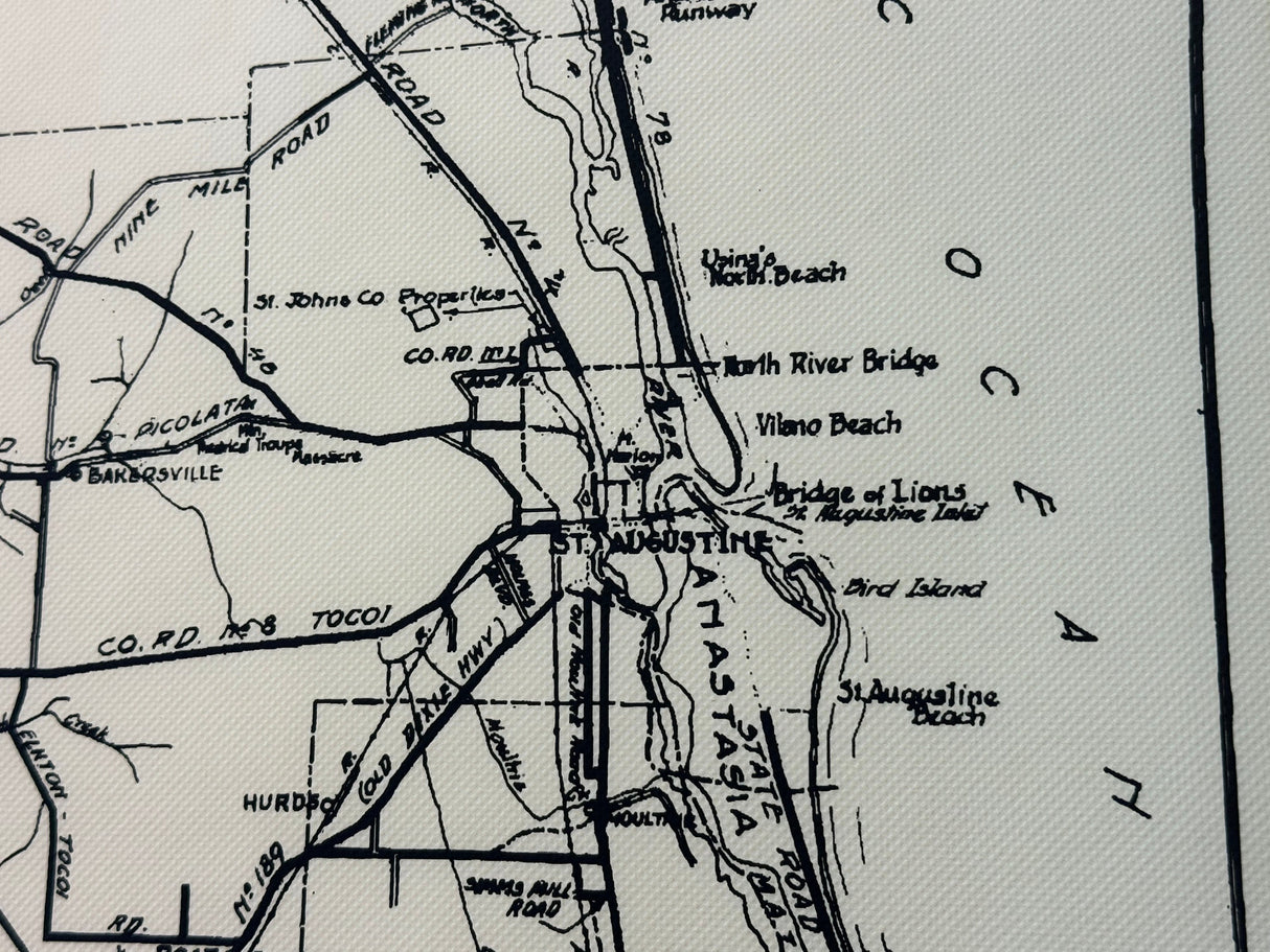 1921 Map of Saint Johns County Florida Saint Augustine Framed