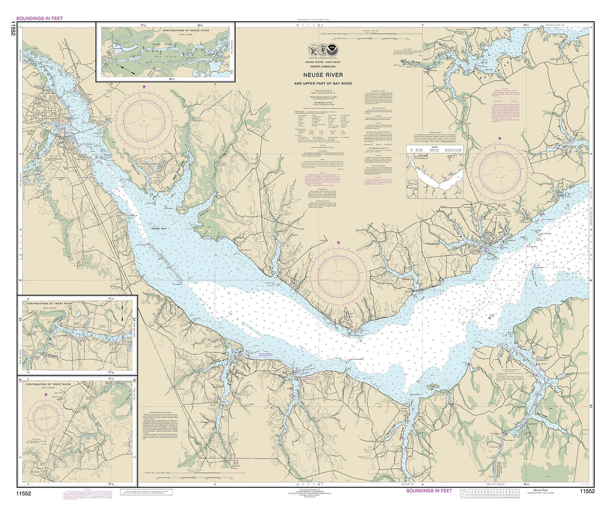 2022 Nautical Chart of the Neuse River North Carolina