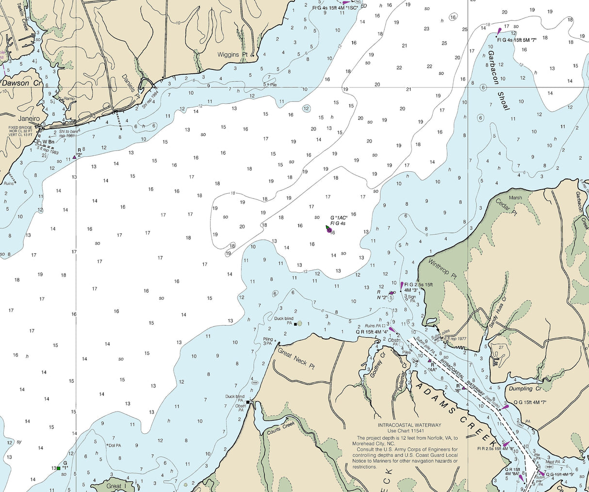 2022 Nautical Chart of the Neuse River North Carolina