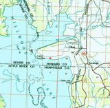 1986 Map of Millwood Lake Arkansas Ben Lomond Paraloma Brownstown