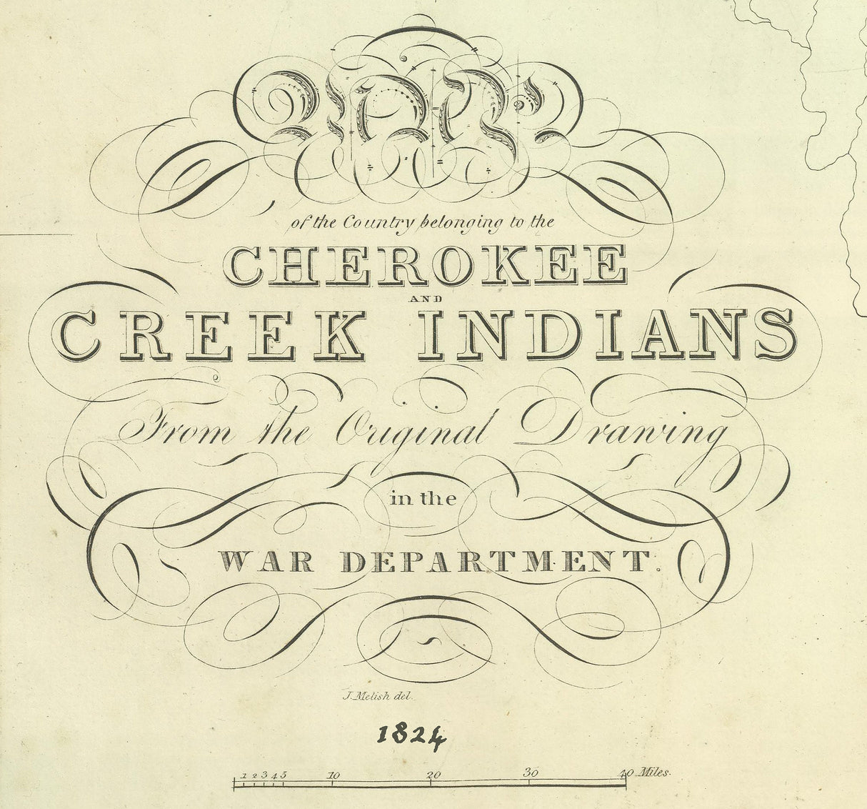 1824 Map of Cherokee and Creek Indians In Georgia and Alabama