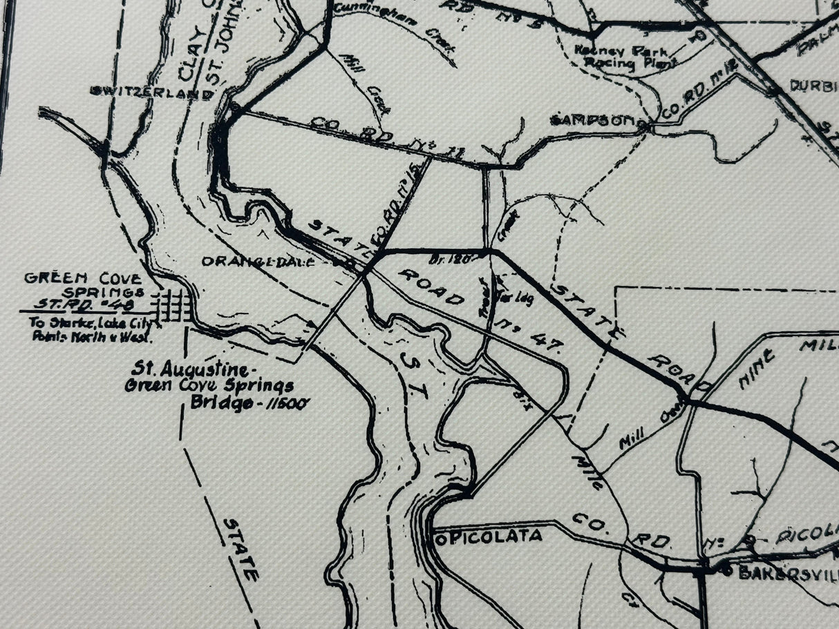 1921 Map of Saint Johns County Florida Saint Augustine Framed