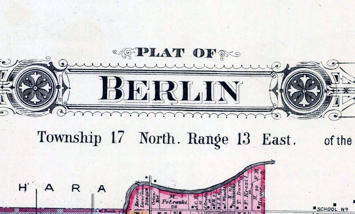 1901 Map of Berlin Township Green Lake County Wisconsin