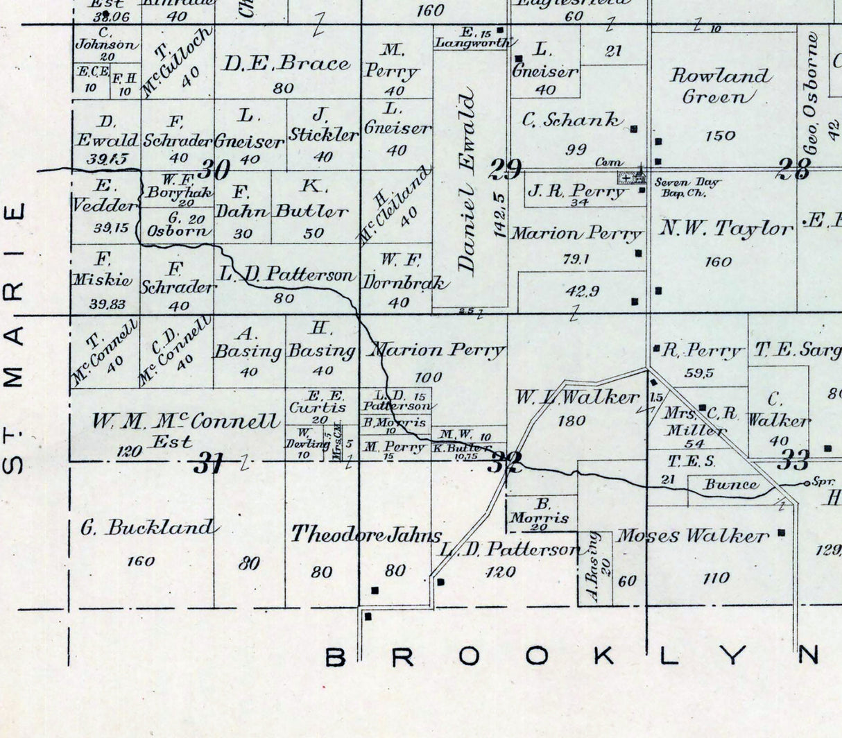 1901 Map of Berlin Township Green Lake County Wisconsin