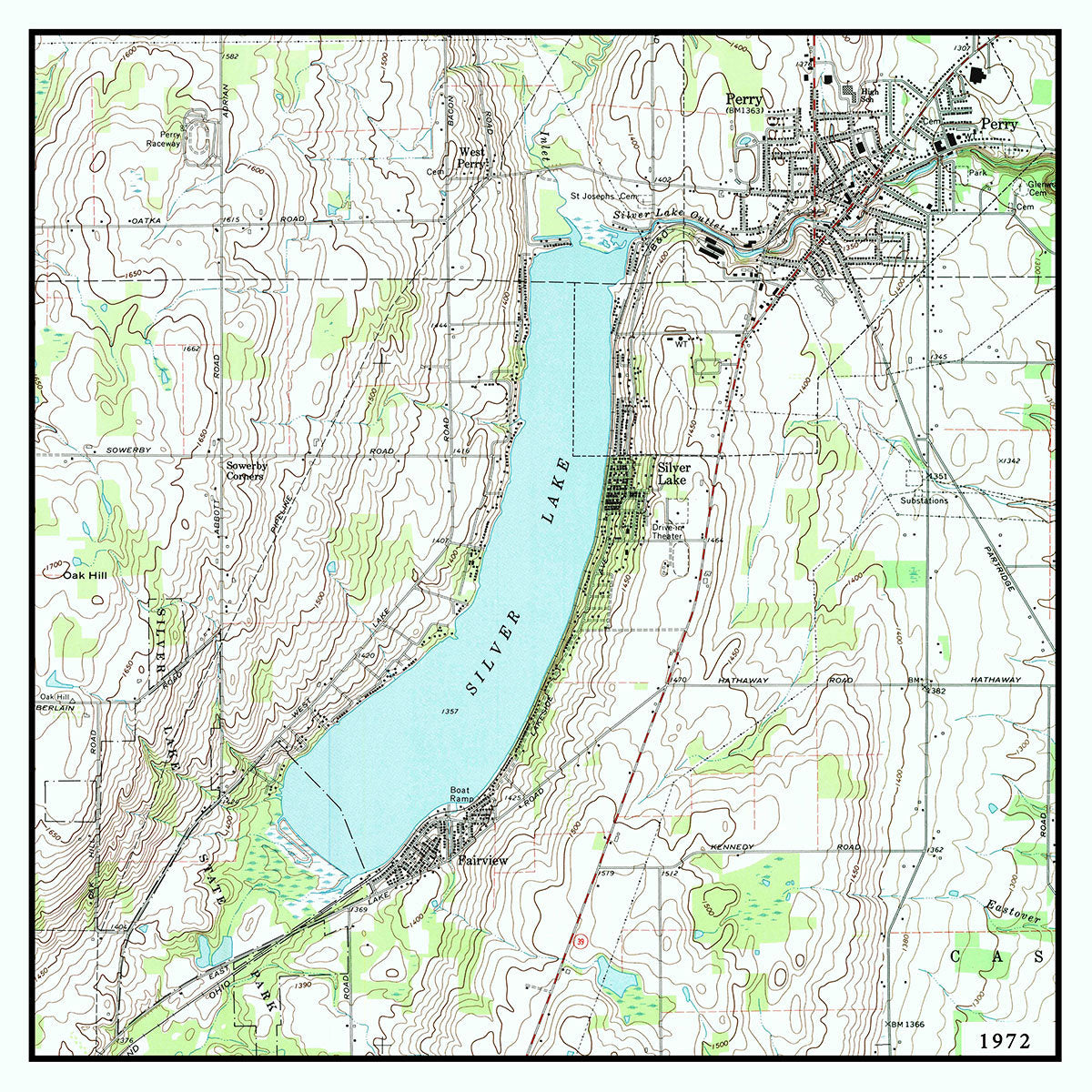 1972 Map of Silver Lake New York