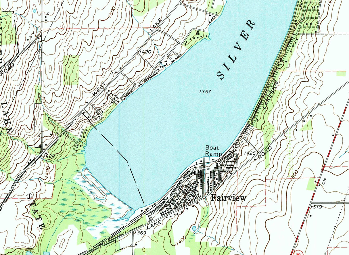 1972 Map of Silver Lake New York