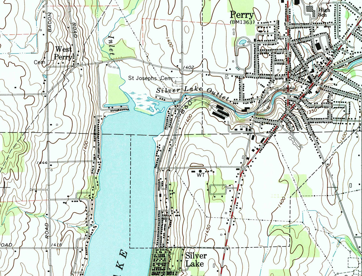 1972 Map of Silver Lake New York