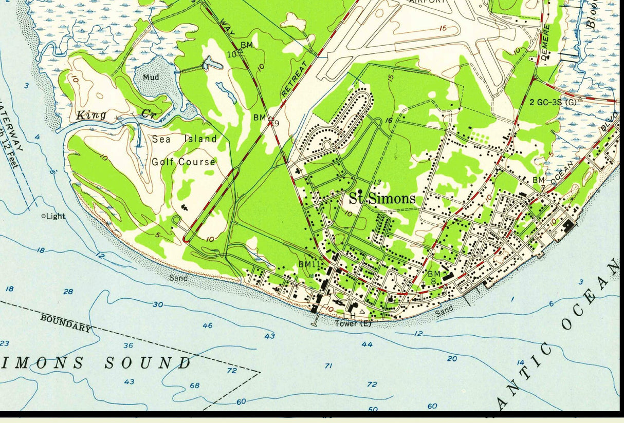 1956 Topo Map of Brunswick Georgia and Glynco Naval Air Station