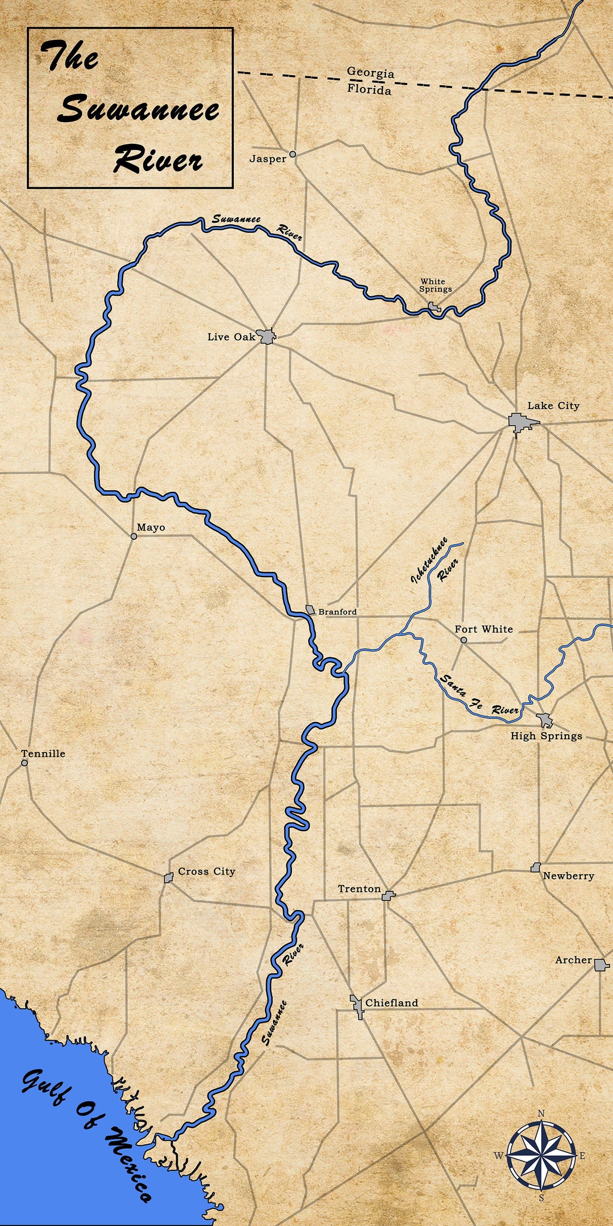 Map of The Suwannee River Florida