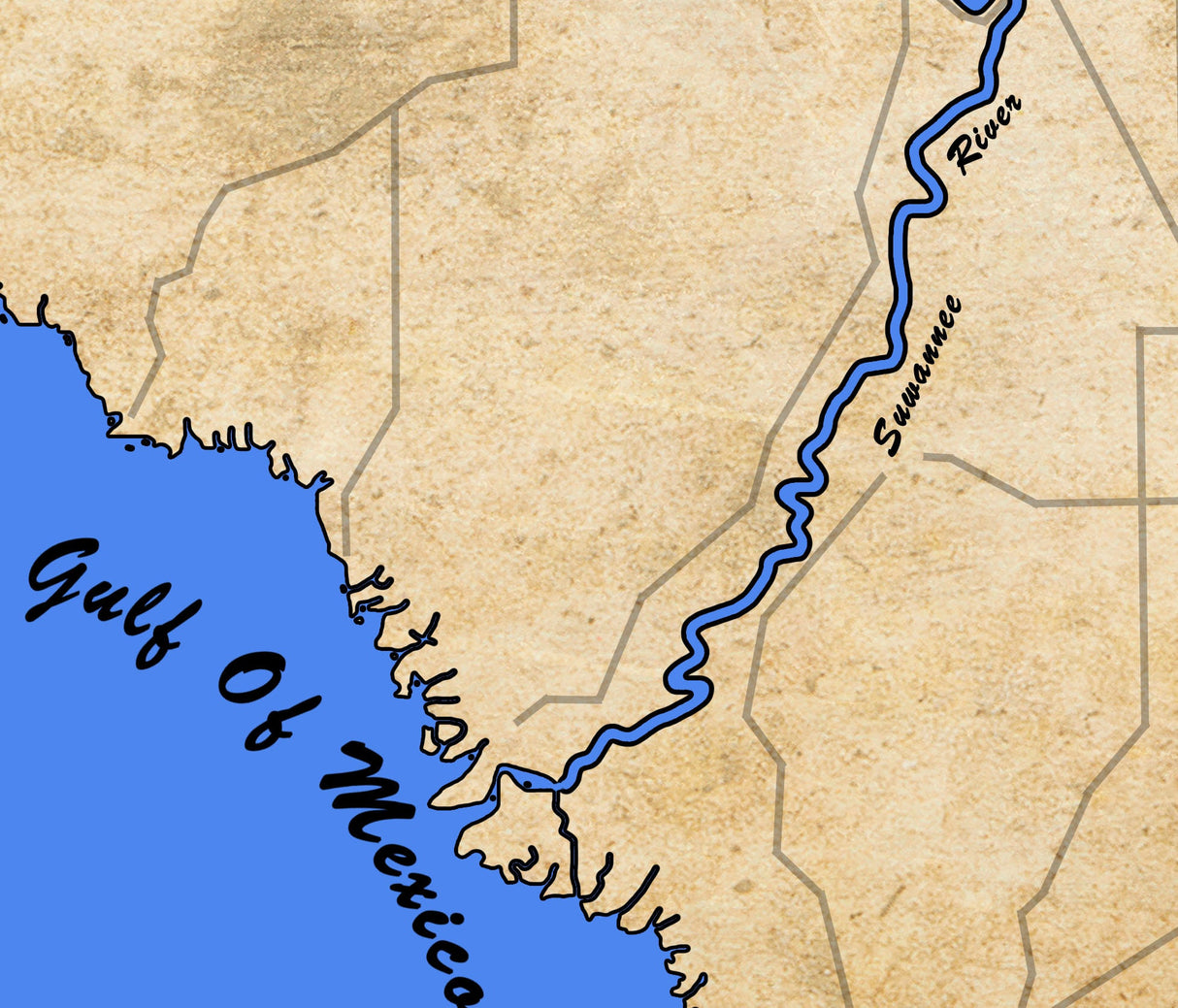 Map of The Suwannee River Florida