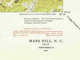 1945 Topo Map of Mars Hill North Carolina