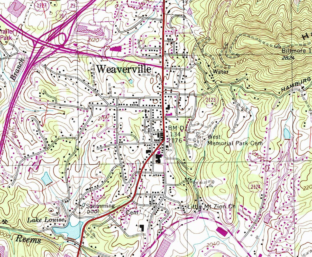 1997 Topo Map of Weaverville North Carolina