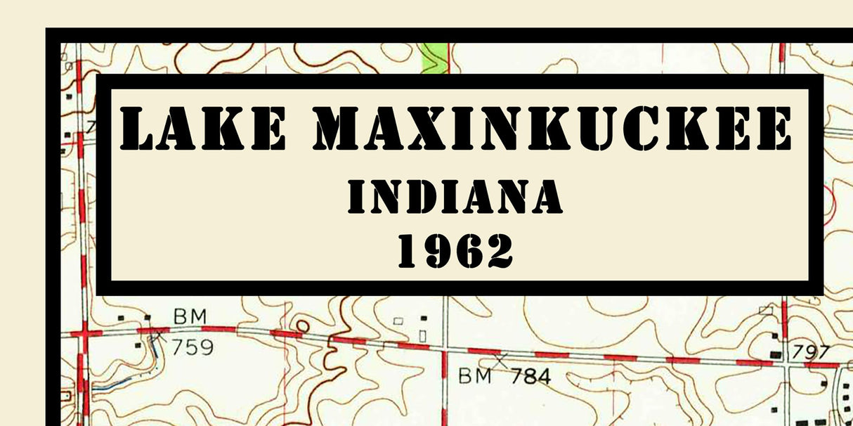 1962 Map of Lake Maxinkuckee Indiana