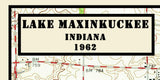 1962 Map of Lake Maxinkuckee Indiana