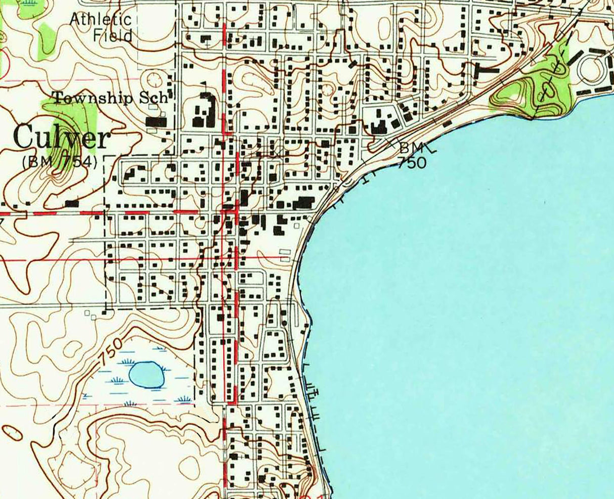 1962 Map of Lake Maxinkuckee Indiana