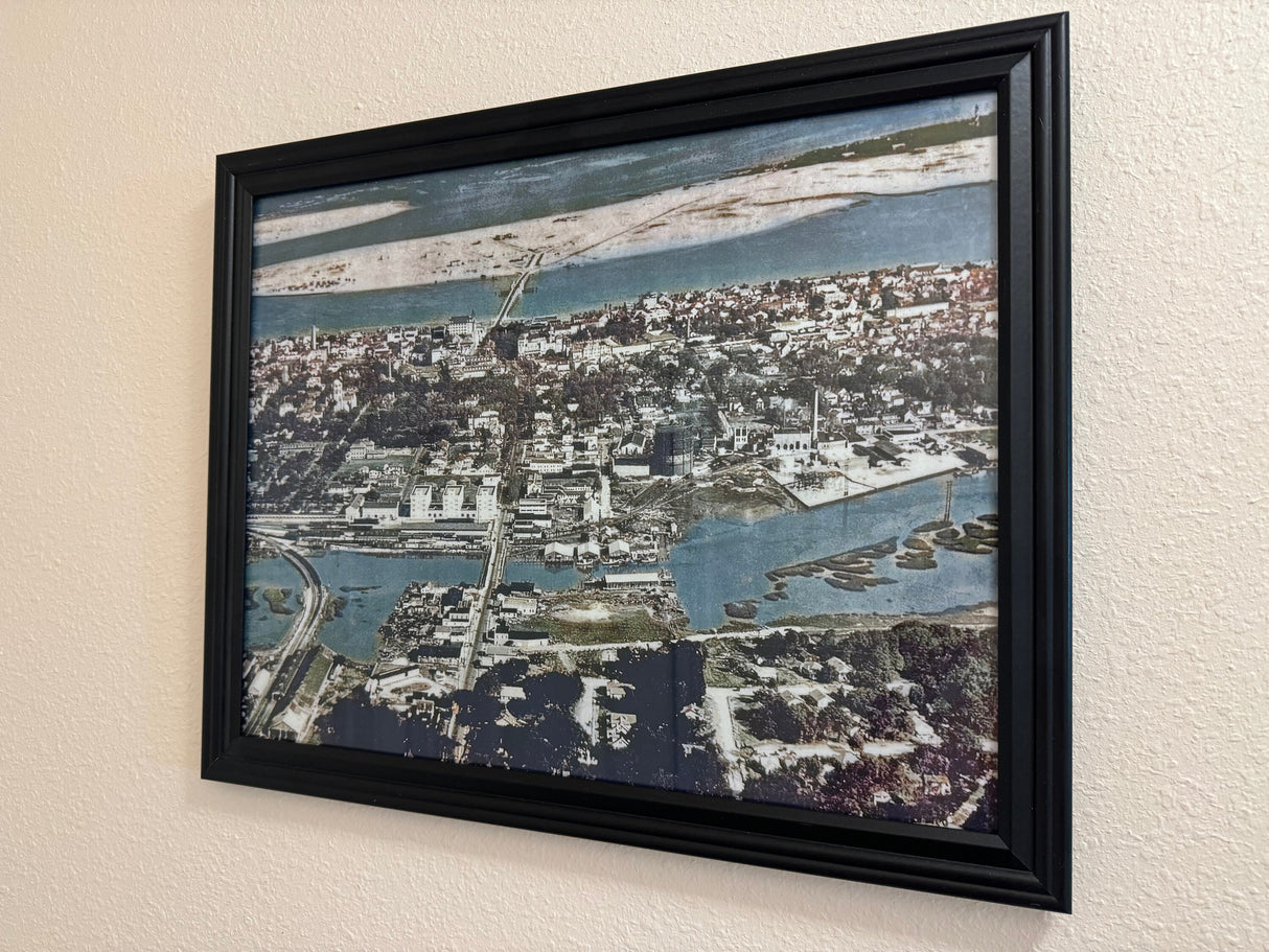 1920s Aerial Panorama of Saint Augustine Florida Colorized Framed