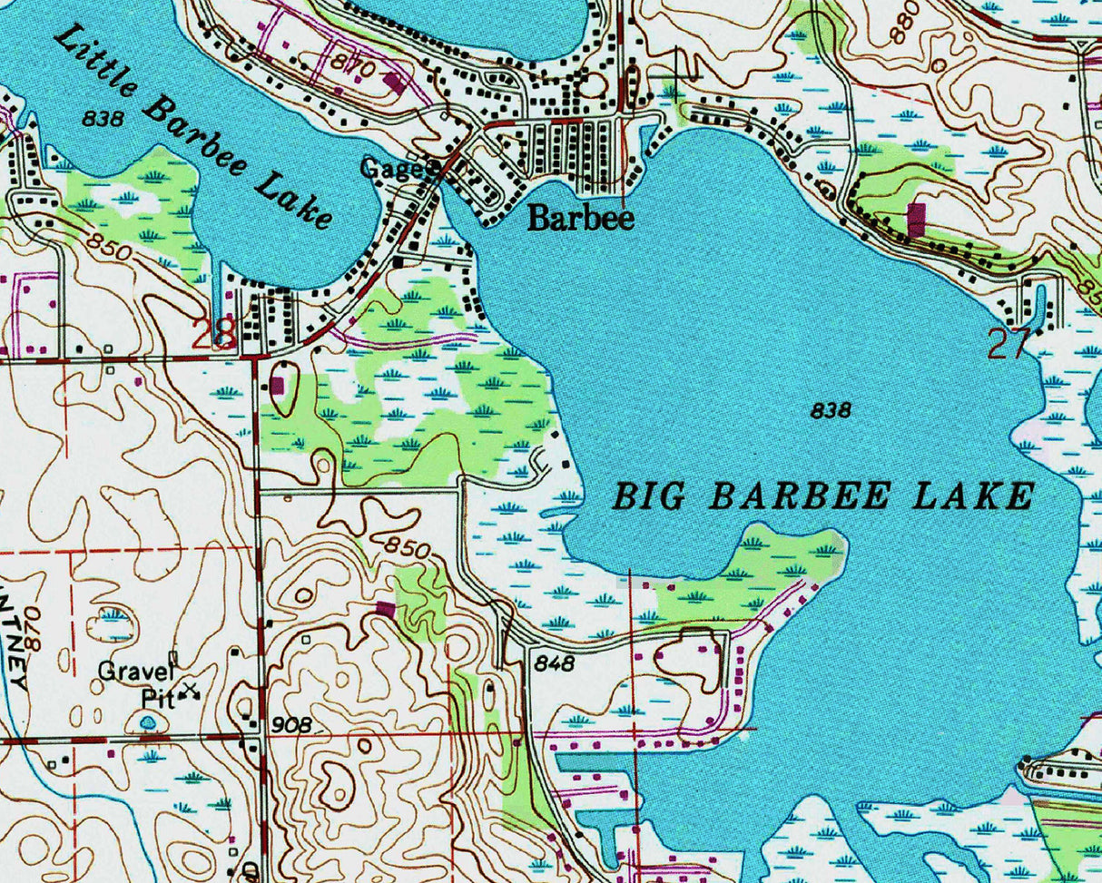 1980 Map of Barbee Lake Indiana