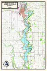 1980 Map of Lake Freeman Indiana